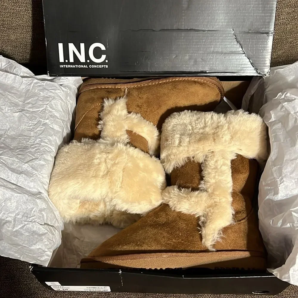 New I.N.C. International Concepts Little Girls Witty Faux Fur Boots Size 3
